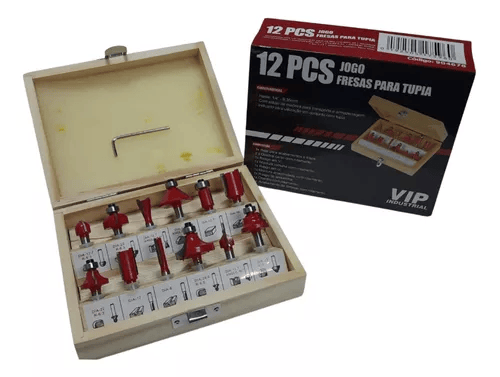 Jogo de Fresa Tupia 12PCS Haste  6MM - Vip Tools Jogo de Fresa Tupia 12PCS Haste  6MM - Vip Tools