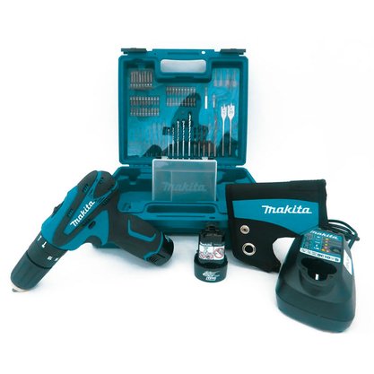 Kit Parafusadeira DF330DWE Makita + 2 Baterias + Carregador + Jogo de Bits e Brocas Kit Parafusadeira DF330DWE Makita + 2 Baterias + Carregador + Jogo de Bits e Brocas